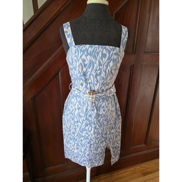 Monteau Womens Blue & White Sleeveless Dress L NWT - Picture 1 of 8